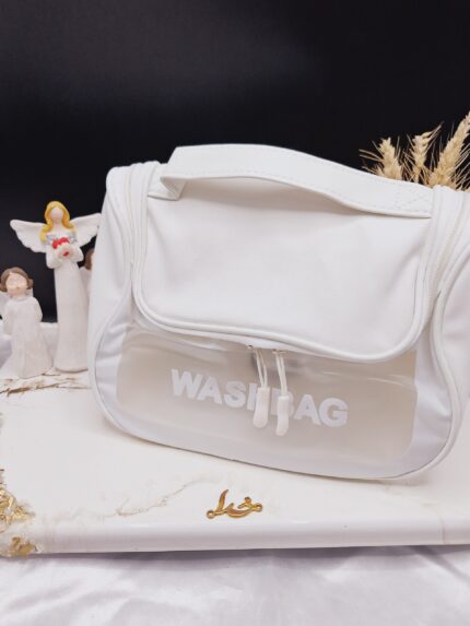 کیف آرایشی واشبگ بیضی سفید سایز بزرگ WASHBAG