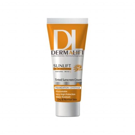 کرم ضد آفتاب رنگی درمالیفت مدل SPF50 محافظ UVA ،UVB، ضد آب، مناسب پوست خشک بژ طبیعی شماره 2 حجم 40 میلیلیتر
