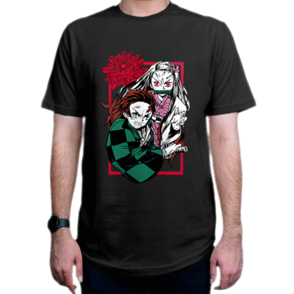 تیشرت انیمه طرح Demon Slayer شیطان کش شخصیت Tanjiro Kamado-Nezuko Kamado تانجیرو کامادو-نزوکو کامادو DS1