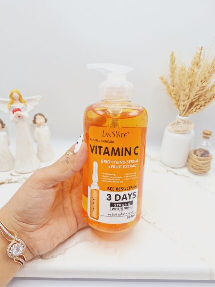 سرم رفع تیرگی و ضد لک قوی تمام بدن VITAMIN C در 3 روز برند لنسیاد حجم 500 میل کد 6822 ( رنگ نارنجی)