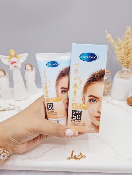 کرم ضد آفتاب پایه فیوژن آب 24 ساعته مکس لیدی حجم 50ml کد 4910